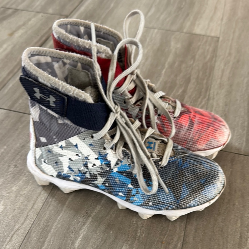 Under Armour Kids' Red White and Blue Patriotic Football Cleats